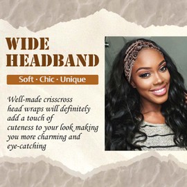 STGDAK Boho Bandana Headband For Women Wide Headbands Knotted Turban Head Wraps Cute Head Scarf Hairband Paisley Fashion Hair Wrap Turban Bands Workout Bandana Hair Accessories For Women 4 Pack