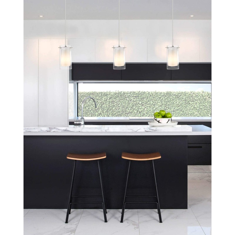 AKEZON 1-Light Pendant Light, Indoor Glass Hanging Light Fixture, Adjustable