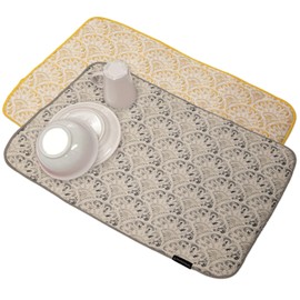 Homewear 2 Pack Printed Dish Drying Mats for Kitchen, Super Absorbent Polyester, 15 x 20 inches, Countertop Sink, Machine Washable, Hailey Boho