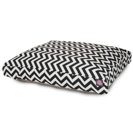 Majestic Pet Rectangle Shredded Memory Foam Dog Bed Washable – Non Slip Comfy Pet Bed – Dog Crate Bed with Removable Washable Cover – Dog Kennel Bed - 35x29 M - Chevron - Black