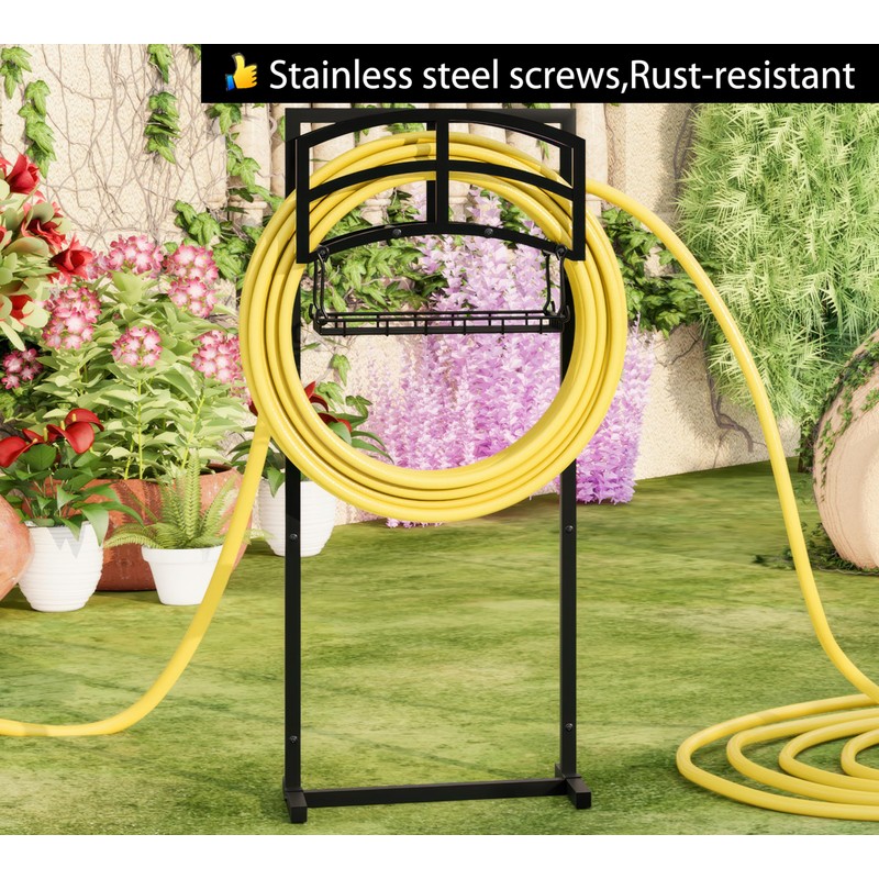 Fire Beauty Heavy-Duty Portable Garden Hose Holder with Storage Basket,120+