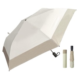 日傘 折りたたみ 超軽量 ワンタッチ 自動開閉 UVカット 傘 雨傘 コンパクト 携帯便利 6骨 完全遮光 遮熱 紫外線遮断 耐風撥水 収納ポーチ付き ワンアクション開閉 晴雨兼用 男女兼用 梅雨対策 日焼け防止 熱中症対策 暑さ対策 UPF50+ メンズ レディース 子供 晴雨兼用折り畳み傘 (オフホワイト×ベージュ)