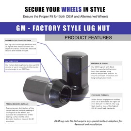 Wheel Accessories Parts Set of 20 Black 9/16 Factory Style Lug Nuts Cone Seat 7/8" Hex for Chrysler Dodge Mitsubishi RAM 6036433AA 611-204 OEM Style Wheel Lug Nut (20, 9/16"-18, Black)
