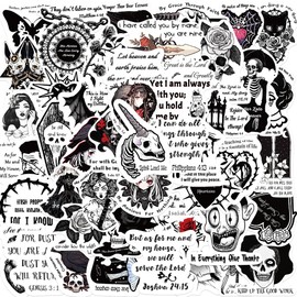 50PCS Jesus Phrase Goth Bible Verse Stickers for Water Bottle Laptop Phone Guitar Luggage Vinyl Waterproof Jesus Phrase Stickers for Teens Adults Women Men Christian