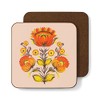 Folk Art Coasters set Orange Floral Choice of 2, 4