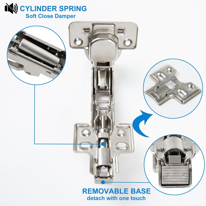 2 Pack 165 Degree Frameless Cabinet Doors Hinges, Clip ON