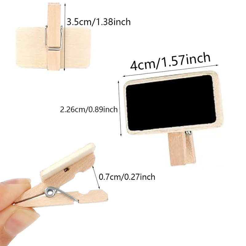 RXKFIGX 50 Pieces Mini Blackboard Clips Mini Wooden Blackboard Small