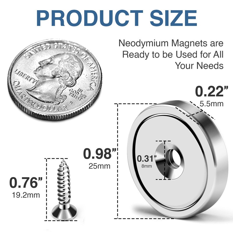 MIKEDE 10 Pack Strong Neodymium Cup Magnets, 70Lbs+ Holding Force