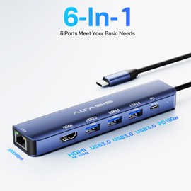 USB C Hub Splitter 10Gbps,ACASIS 7-in-1 USB C Hub to 4K@60HZ HDMI Multiport Adapter with 2*USB C and USB A 10Gbps Data Ports,PD 100W,SD/TF Card Reader-for Mac/Laptop