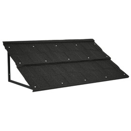 uyoyous Metal Awning Window Awnings Exterior 52" W x 31" H Triangle Metal Frame, Door Entrance Awnings for Outside, Entry Doors, Windows, Balconies, Black (Tile Shaped)