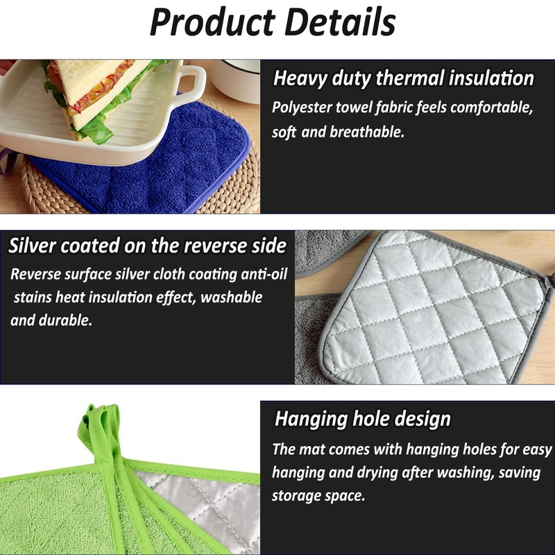 5 Pack Terry Cloth Pot Holders for Kitchen Heat Resistant,
