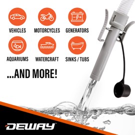 Deway Automatic Fuel Transfer Pump with Auto-Stop and Beep, Powerful AA Battery Powered with USB-C Power Option, 51" Extra Long Hose Fits All Size Cans, Portable Pump Transfers at 3.8 Gal/Minute