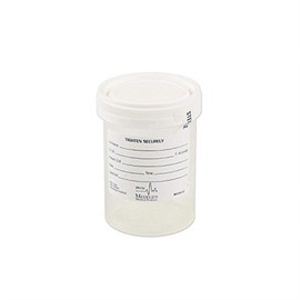 Medegen Leak-Resistant Gent-L-Kare Specimen Container, 3 oz, Lid, White, Sterility Seal & Label 4938
