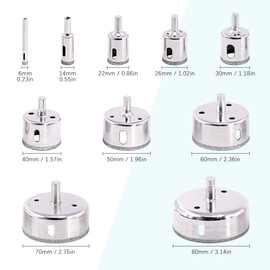 Swpeet 13Pcs Tile Hole Saw Set, Including 10Pcs 0.23-3.15 inch Diamond Drill Bits with Hole Saw Guide Jig Fixture and 2Pcs Marking Pen Adjustable Hole Saw Centering Locator Suction Holder for Tile