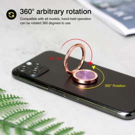 [2 Pack] Concentric Circular Texture Diamond Setting Cell Phone Ring Holder Stand, 360 Degree Rotation and 180 DegreeAdjustable Finger Ring Kickstand with Polished Metal Phone Grip (Light purple)