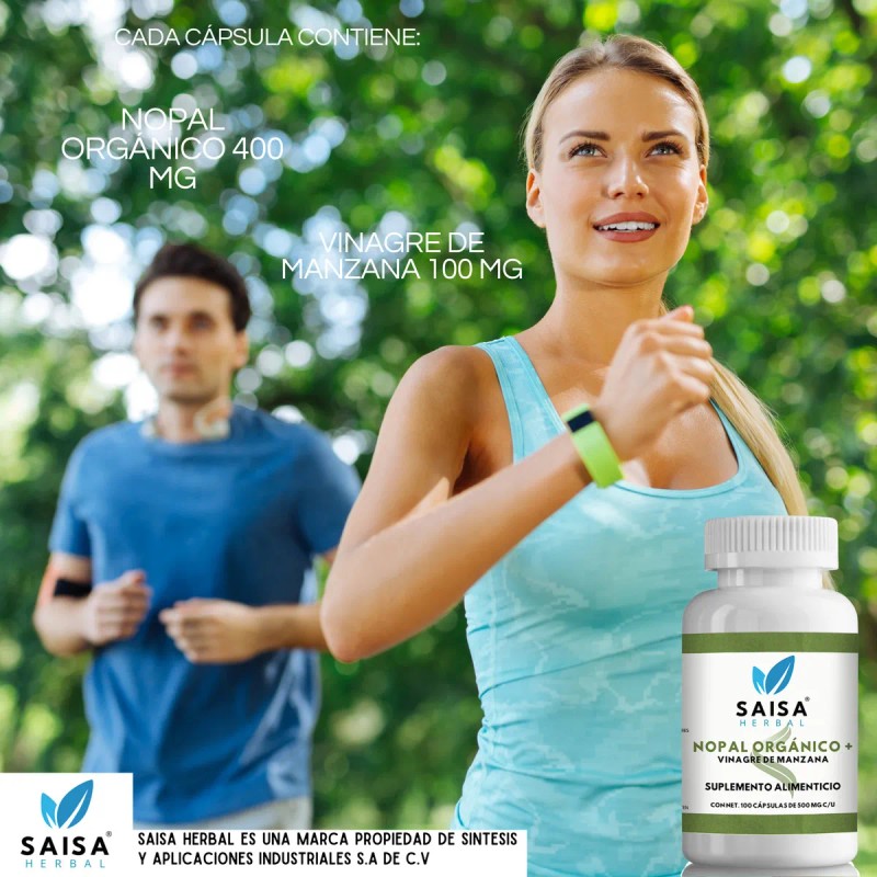 Nopal Orgnico Vinagre De Manzana 100 Cpsulas 500 Mg Saisa