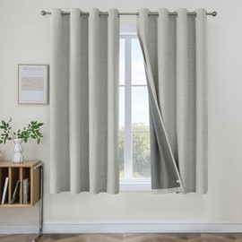 Joydeco - Cortinas Negras de 63 Pulgadas de Largo, Cortinas con Ojales térmicos texturizados de 63 Pulgadas de Largo, Cortinas de oscurecimiento de habitación de 63 Pulgadas de Largo para Sala de