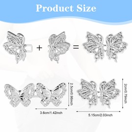 4 Sets Waist Tightener Clips Trouser Waist Tightener Butterfly Bling Waistband Tightener Jean Button Tightener to Make Smaller Waist Adjuster Clips for Loose Jeans