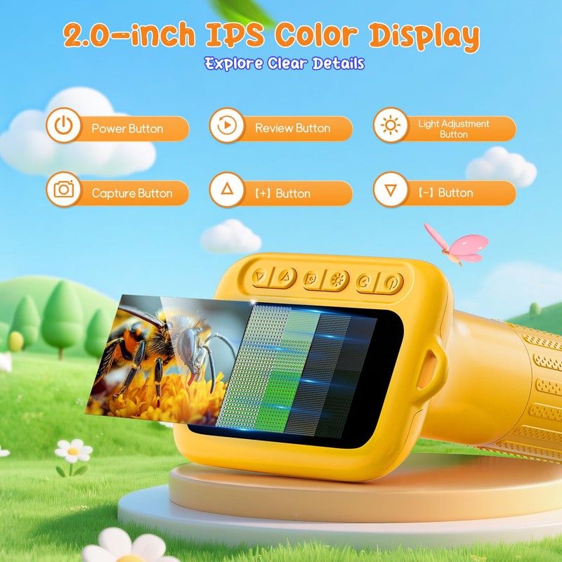 SKYBASIC Digital Microscope for Kids, 2" Screen 1000X Handheld Microscope