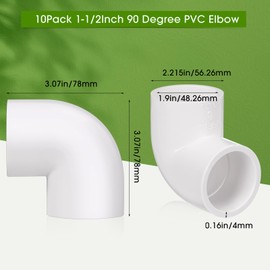 Pangda 10 Pcs PVC Pipe Fitting PVC 90 Degree Elbow 2 Way Right Angle Pipe Corner Connector for DIY Frame Connections Greenhouse Garden Shed and Tent Shelf Garden Support Structure (1-1/2 Inch)