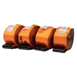 Mytee Products Winch Straps 4" x 30' - High Abrasion Orange Heavy Duty Tie Down w/Flat Hook Extreme WLL# 6670 lbs | 4 Inch Cargo Control for Flatbed Truck Utility Trailer (4 Pack)
