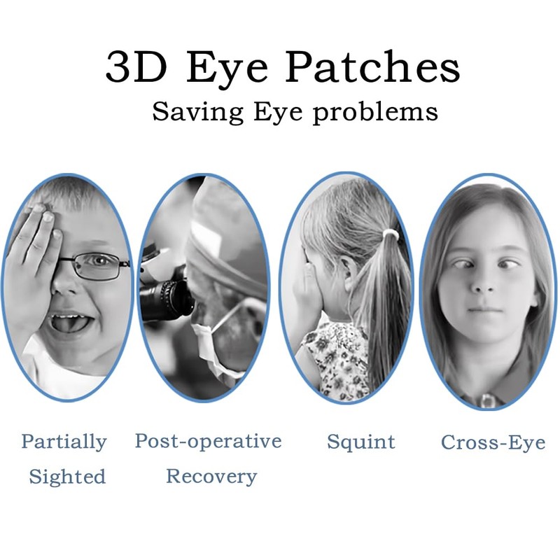 3PCS Adjustable Right Eyepatch Soft Black 3D Eye Patches Comfortable