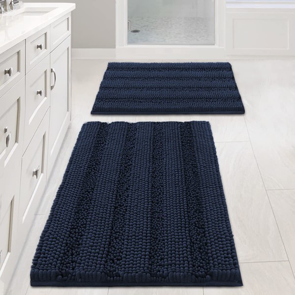 Non Slip Thick Shaggy Chenille Bathroom Rug Mat Set Extra
