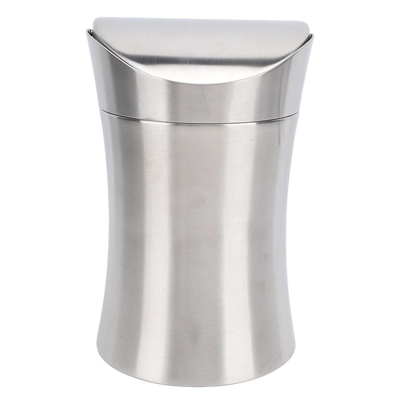 Stainless Steel Desk Trash Can, Swing Lid Mini Desk Garbage