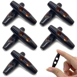 DHER Pack of 10 Toggle Buttons, Oval Toggle Horn Toggle Sewing Buttons, Acrylic Toggle Buttons, Oval Double Hole Pullover Coat Buttons, Resin Sewing Buttons for DIY Clothing, Sewing Accessories