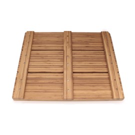 BambooMN Bamboo Bath Mat for Bathroom, Spa, Outdoor Shower, Small Rectangle (20" x 17" x 1.3"), Anti-Slip, Water Resistant Coating - 1 Piece