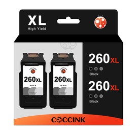 COCCINK 260XL Black Ink Cartridge Replacement for Canon PG-260 XL Compatible Pixma TS5300 TS5320 TS6400 TS6420 TS6420a TR7000 TR7020 TR7022 TR7022a Printer for Canon 260 XL Combo Pack(2 Black)