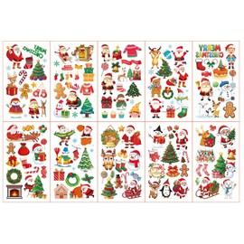 120 Pcs Christmas Temporary Tattoos for Kids, Christmas Santa Xmas Tree Gingerbread Man Snowman Stocking Stuffers Themed Fake Tattoo Stickers For Boys Girls Body Art Decor Birthday Party Favors Q1221