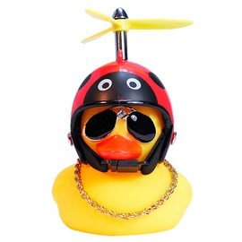 wonuu Rubber Duck Car Ornaments Yellow Duck Car Dashboard Decorations Cool Glasses Duck with Propeller Helmet