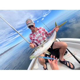 Large Twin Assist Hooks with 500 Pound Kevlar Assist Cord Rigged and Ready to add to jigs. Include Heavy Duty Split Ring and Gourd Ring. 5 Pack (10 Hooks) (Green Glow)