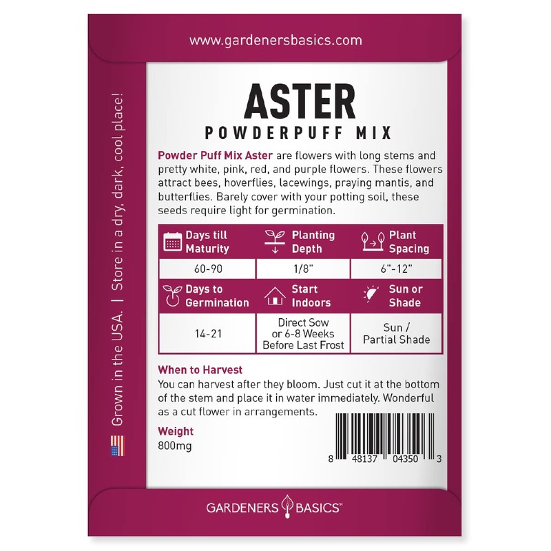 Aster Powderpuff Mix Flower Seeds