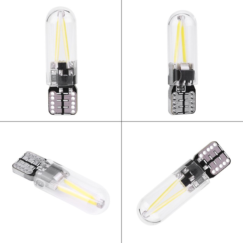 10pcs 12V W5W T10 194 Glass COB Filament LED Car