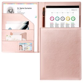 Toplive Padfolio Portfolio Organizer Binder, A4 Portfolio Folder Faux Leather Portfolio, Resume Padfolio with Letter Size Notepad & Card Holder, Business Portfolio for Women, Rose Gold