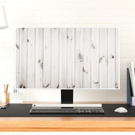 Baocicco Rustic White Brown Wood Board Monitor Dust Cover 22, 23, 24, 25 Inch Full Body Cover for Computer Screen Panel Case Computer Sleeve Compatible with iMac 24, 22-25 PC, Desktop and TV