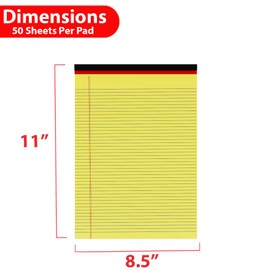 E-CLIPS USA Notepads, Legal Pads, Note Pads 8.5 x 11, Legal Wide Rule Notepad, Canaray, Chipboard Back, Writing Pad, Office Supplies, 50 Sheets Per Pad (48 Pack)