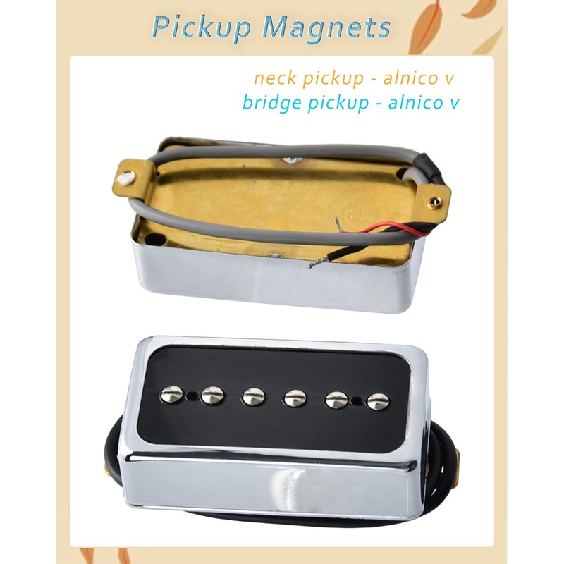 LAMSAM P90 Tone Pickups Set, Humbucker-sized Single Coil Neck Pick-up