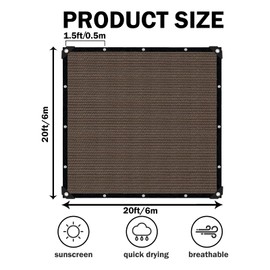 IMSGVIFO Sun Shade Cloth with Grommets,90% UV Protection Shade Fabric,Pergola Shade Cover Canopy Fence Privacy Screen Balcony,Brown Sunshades for Patio Pergola Garden Backyard Outdoor,Mocha-20x20FT