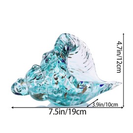 DOVDOV Blown Glass Art, Glass Conch Statue, Green sea Glass Decor, Conch Shell Sculpture Decor for Living Room TV Stand Coffee Table Dining Table Center Room Office Marine Style Decor.