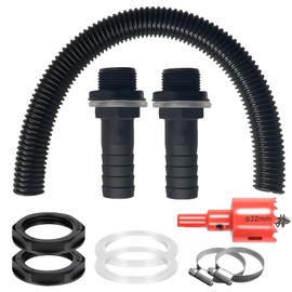 Gloryit Regentonnen Verbindungsset, Regentonnen Anschluss Set mit 1m Verbindungsschlauch / 2 Schlauchstutzen 25mm, Regentonnen-Anschluss an Regentonnen für Regenwassersammelgefäße