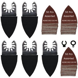 XXGO 155 Pcs Finger Oscillating Multi Tool Sanding Pads Accessories Kits Include 150 Pcs Multitool Finger Sanding Paper and 5 Pcs Multi Tool Finger Sanding Pads XG155F