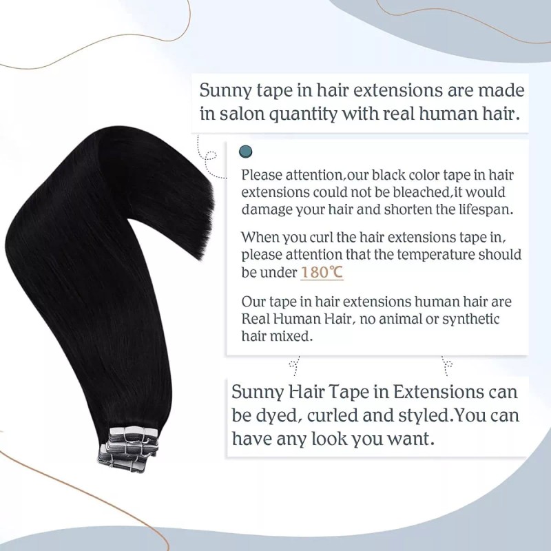 sunny hair Extensiones De Cabello 50gr 22in #1 Jet Negro