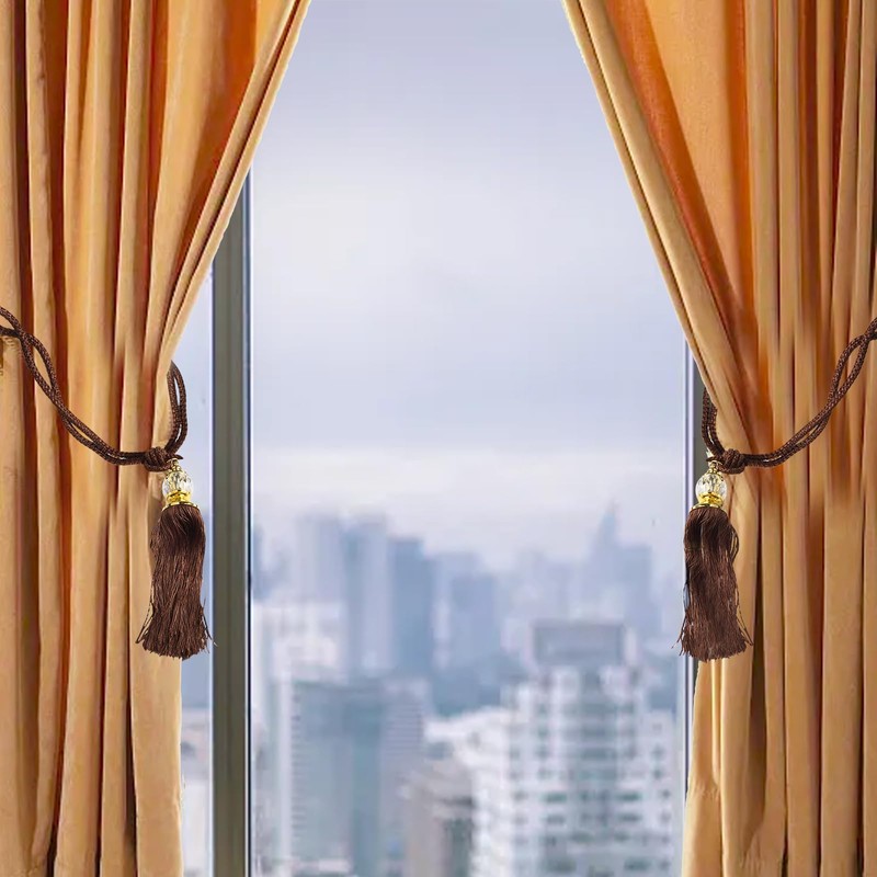 2PCS Luxury Curtain Holdbacks Rope Tie Backs Tassel Tiebacks Beaded