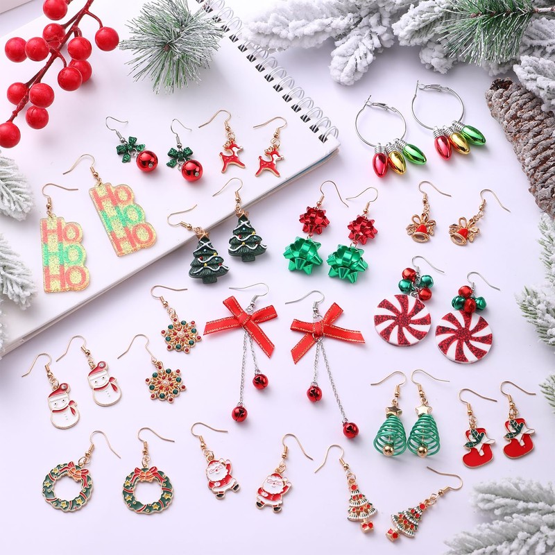 26 Pairs Christmas Earrings for Women Stud Dangle Earrings Jewelry