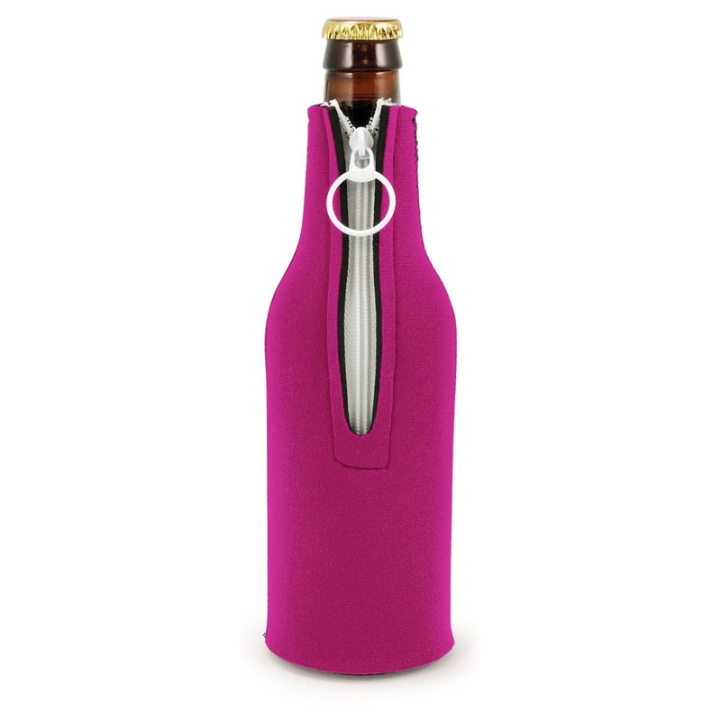 Beach Please Beer Bottle Coolie (Magenta)