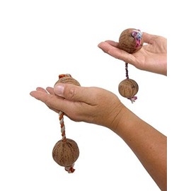 Set of 2 Senegal Asarat Blani (Red Beads Inside Not Sand or Stone) Batika Ethnic African Musical Instrument Handmade 4cm-5cm