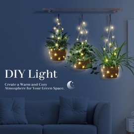 DIZAIGOGO 3 Pack Hand Woven Hanging Planters for Indoor Plants, 8 Inch Hanging Baskets, Wall Baskets with Light, Hanging Flower Pots with 3 Hooks, Macrame Plant Hanger for Garden Home Decor